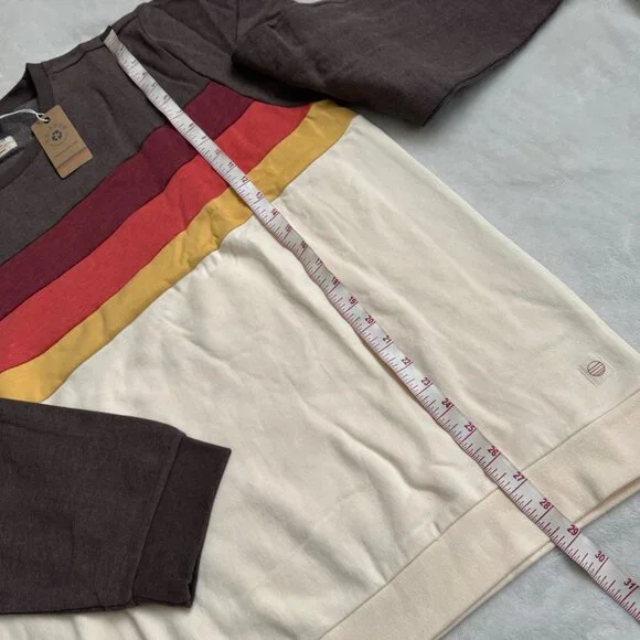 marine layer corbet sunset striped jordan crew sweatshirt XXL chocolate antique - Picture 3 of 9